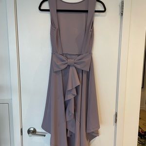 High low backless dress with bow on back